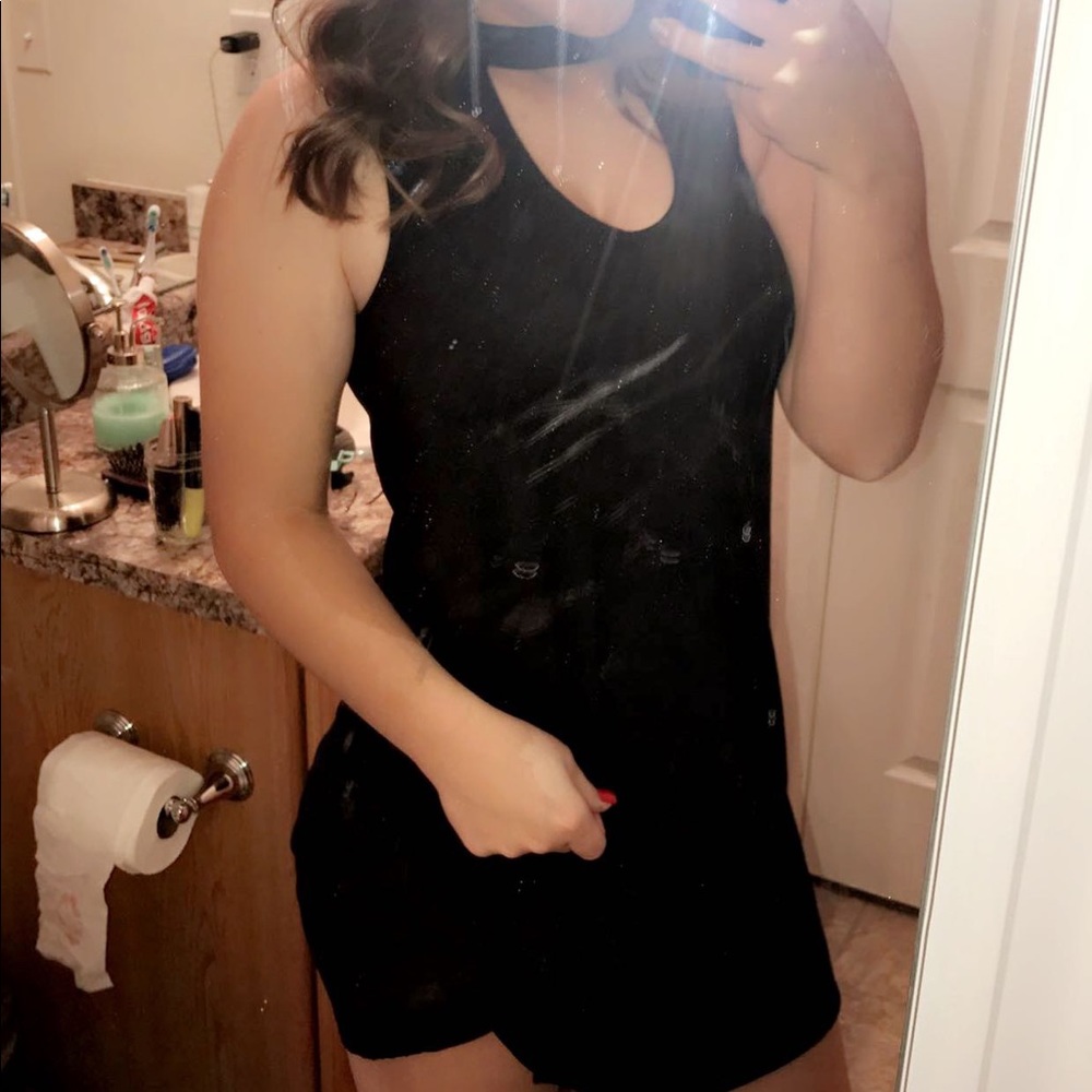 Triangle Neck Black Dress